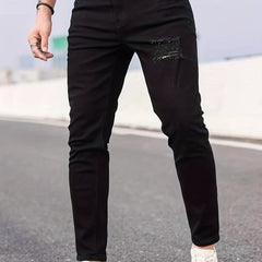 Men's Slim Fit Ripped Jeans High Stretch Denim Pants