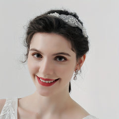 Retro Fabric Headband Faux Pearl Rhinestone Head Jewelry