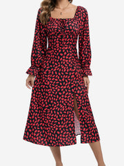Allover Print Split Thigh Dress Women's Clothing