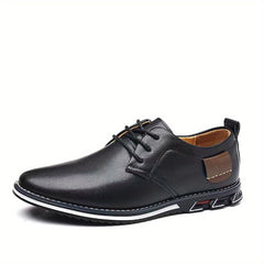 Men's Casual Business Breathable Walking Shoes Comfy Lace Up PU Shoes