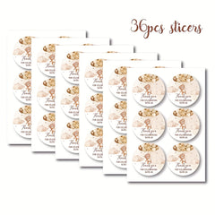 2-Inch Bear Thank You Stickers for Baby Shower - Birthday Party Decorations