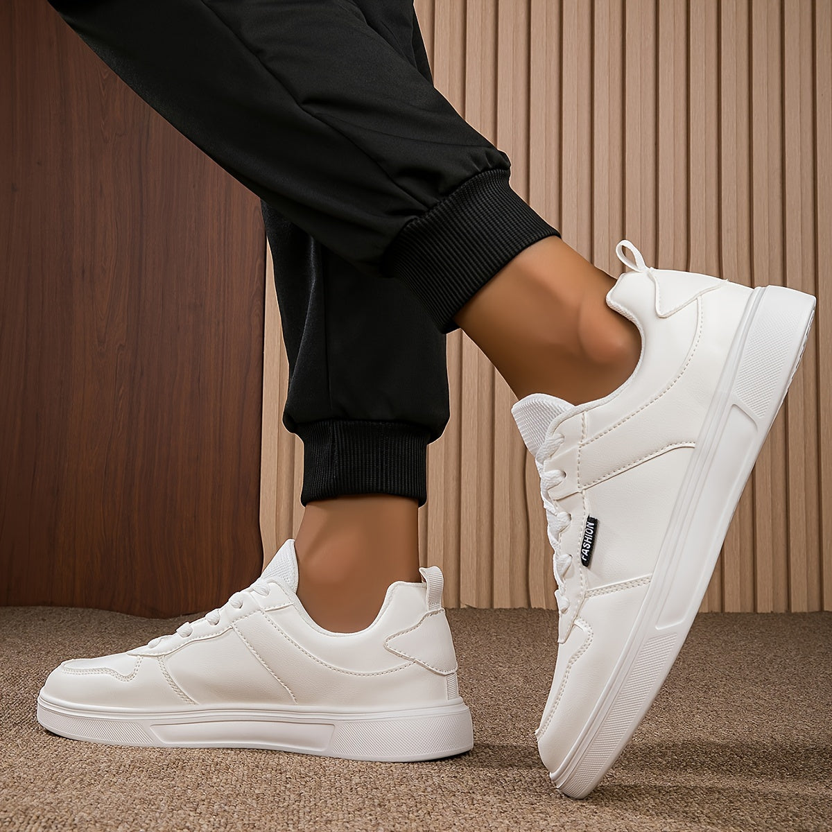 Unisex Round Toe Lace up Skate Shoes Sports Sneakers
