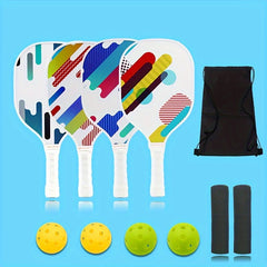 Pickleball Paddle Set Of 4 Paddles With Edge Guard And Rubber Ring