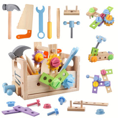 29pcs Magic Kids Tool Set Wooden Play Toolbox DIY Toy Multifunctional