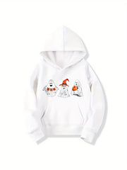 Ghost Pattern Hoodie for Girls Halloween Party Sweatshirt Top