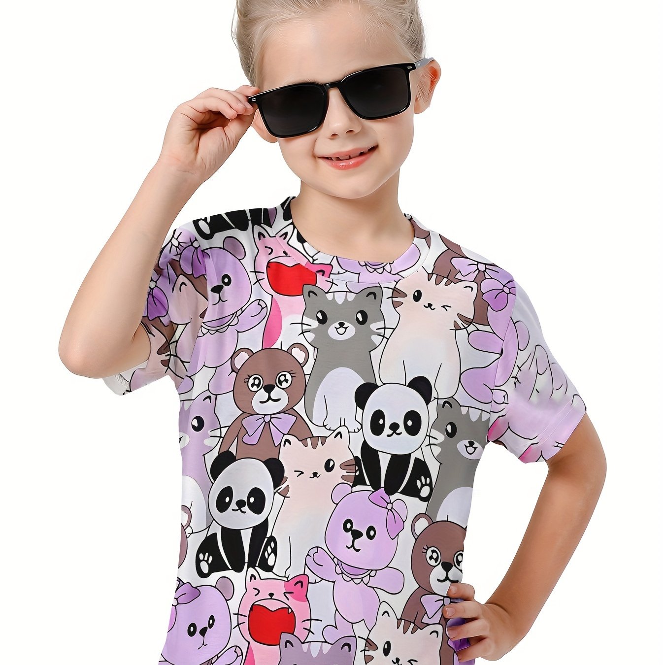 Kids 3D Animals Graphic Short Sleeve T-shirt - Summer Sports Gift