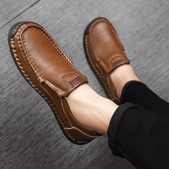 Men's Stitch Detail Moc Toe Loafer Shoes Comfy Slip On Shoes