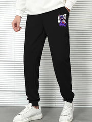 Men's Cartoon Graphic Jogger Pants with Drawstring