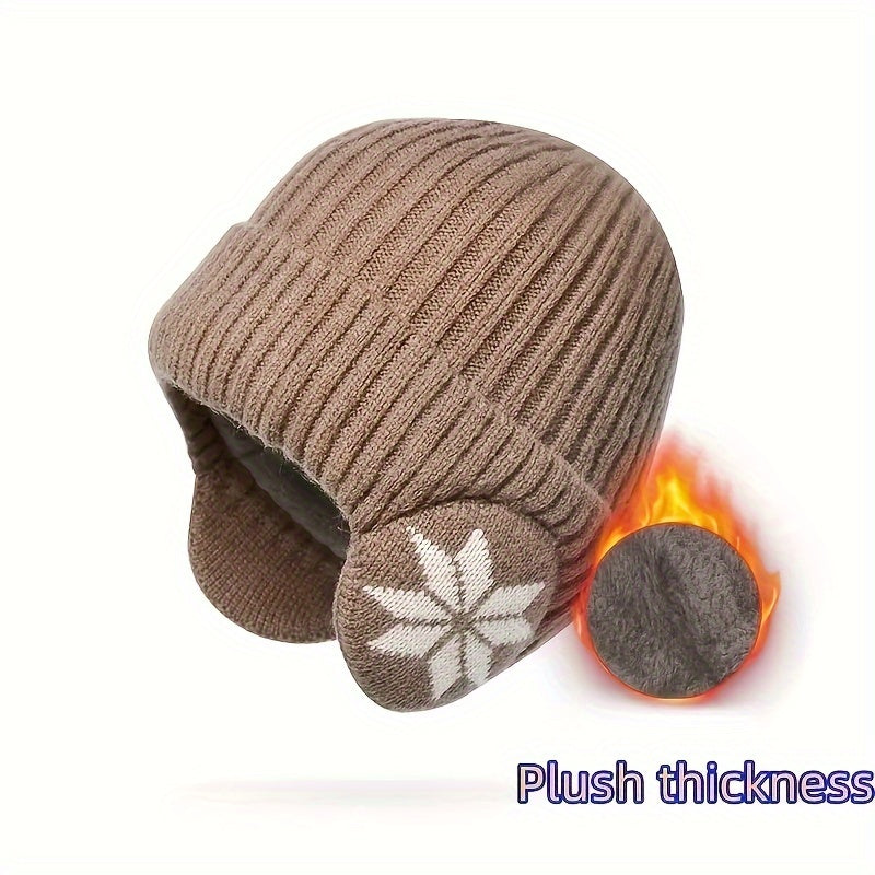 Winter Beanie Hat Skull Cap Windproof Warm Knit Hat With Earflap