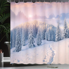 Winter Snowman Shower Curtain with Hooks