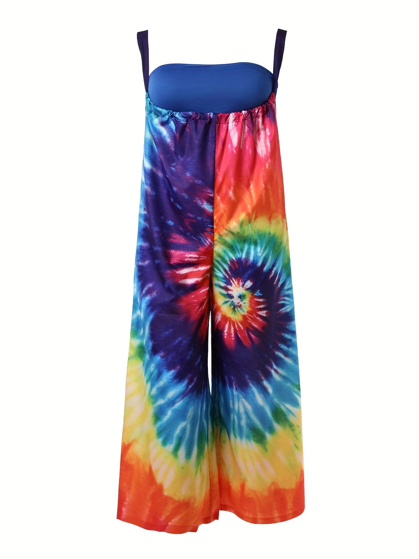 Women's Tube Top & Tie Dye Wide Leg Cami Jumpsuit Set