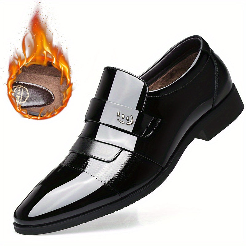 Men's Almond Toe Loafer Shoes Comfy Slip On Glossy Shoes
