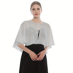 Chiffon Sheer Capelet Solid Poncho Scarf Shawls Women