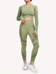 Yoga Workout Set Crop Top & High Waist Leggings Women's Activewear