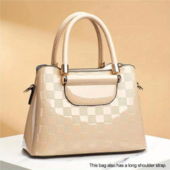 Plaid Pattern Handbag Crossbody Bag Top Handle Purse For Office
