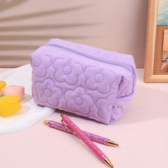 Flower Pattern Pencil Case Cosmetic Storage Bag Multifunctional Bag