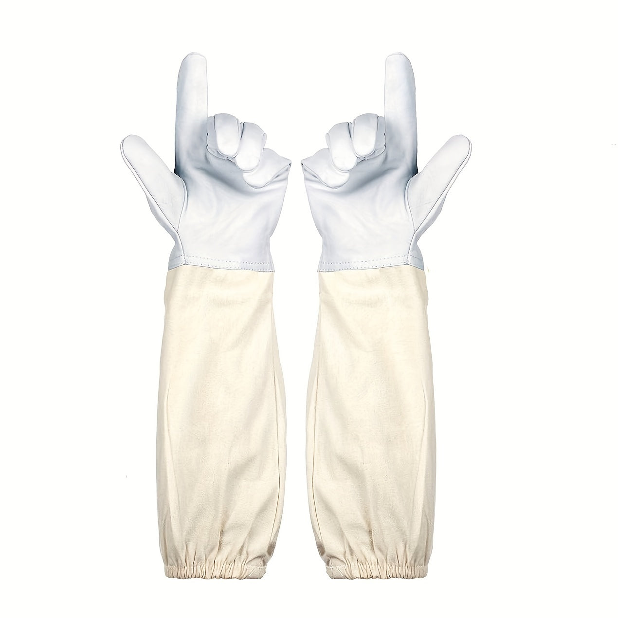 Beekeeping Gloves Thick Goatskin Leather Canvas Sleeves