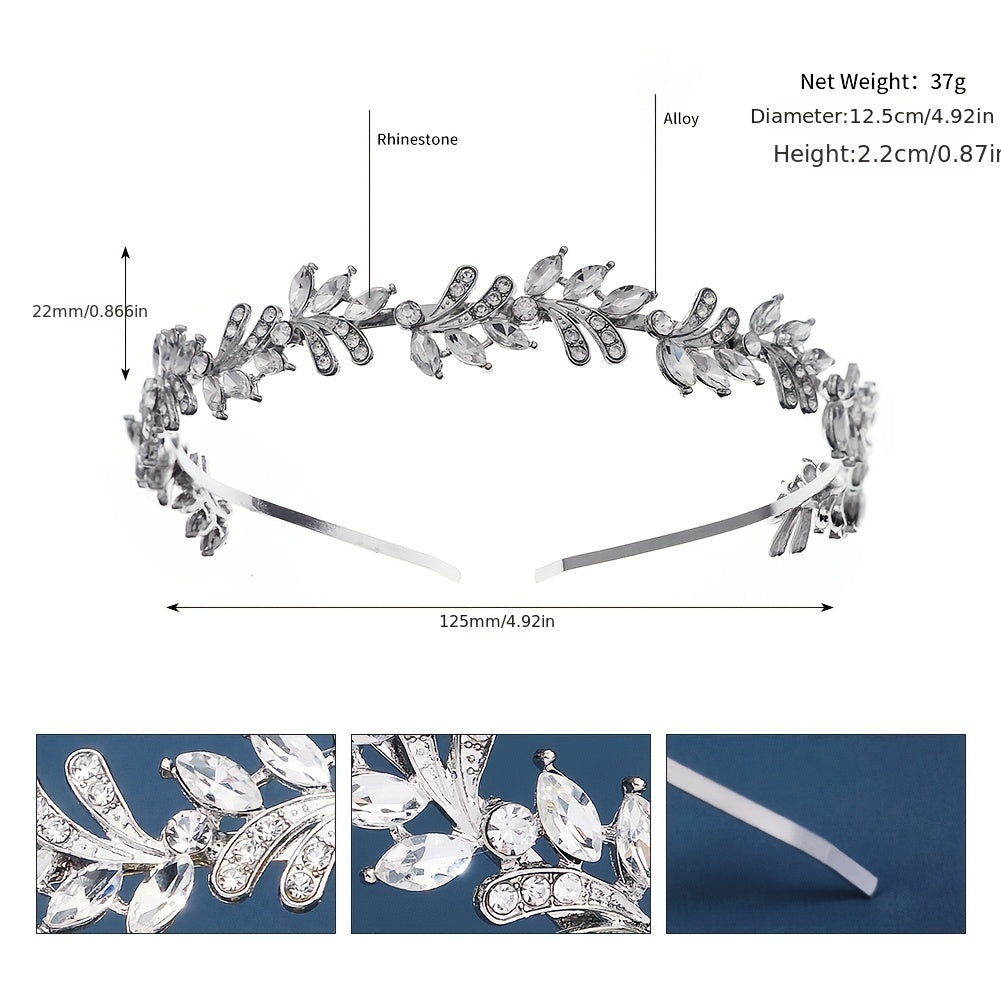 Bridal Crystal Headband Greek Leaf Hair Band Wedding Vintage Hair Piece