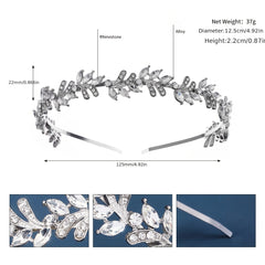 Bridal Crystal Headband Greek Leaf Hair Band Wedding Vintage Hair Piece