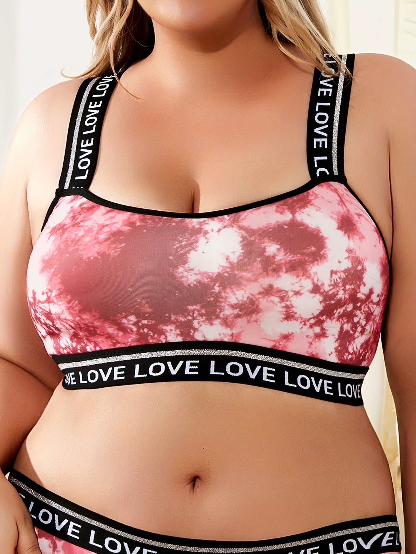 Plus Size Tie Dye Criss Cross Wireless Bralette