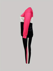 Colorblock Top & Pants Set - Long Sleeve Round Neck Outfit