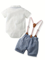 Baby Boy Gentleman Style Romper & Shorts Suit