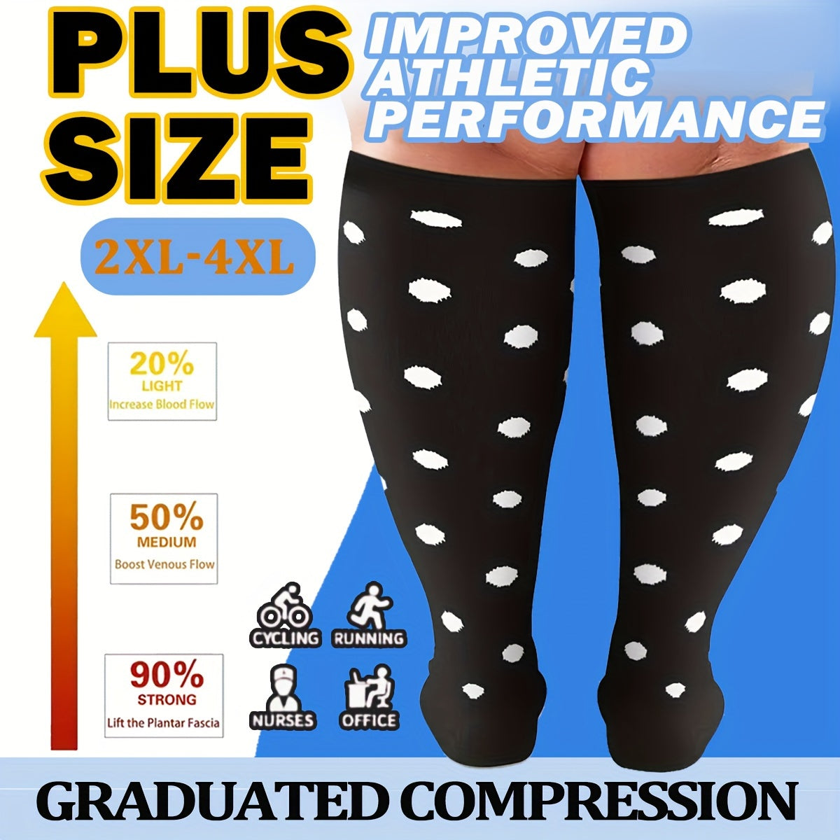 Compression Socks 15-20 mmHg Circulation for Wide Calf