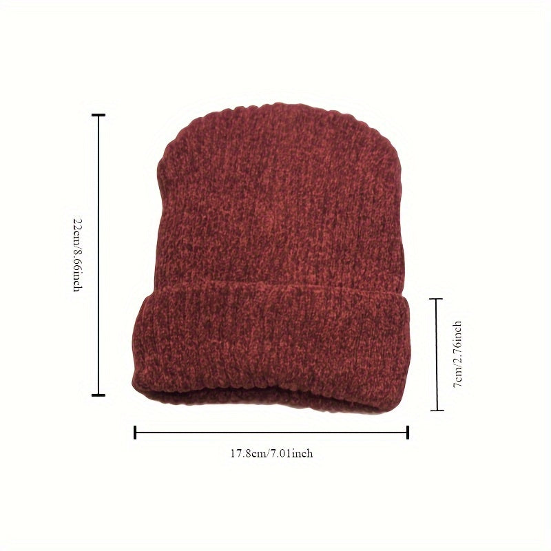 Men's Winter Knit Beanie Thickened Warm Hat with Fleece Lining