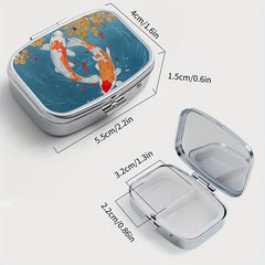 Lake Koi Printed Square Pill Box Mini Portable for Travel Outdoor Sports