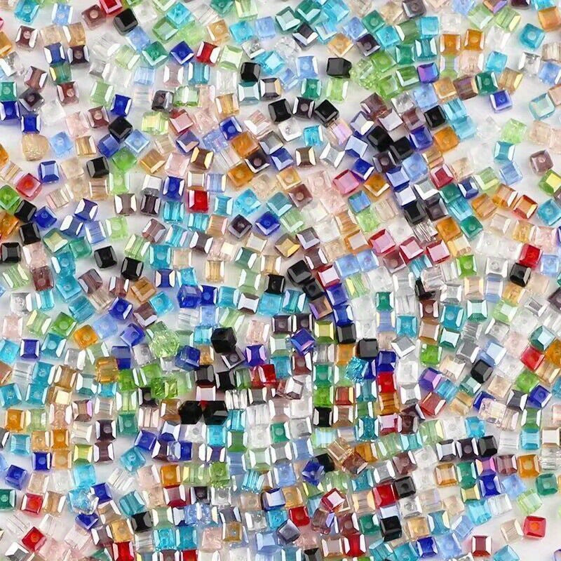4mm Cube Square Czech Crystal Glass Loose Beads Lot for Jewelry Making DIY