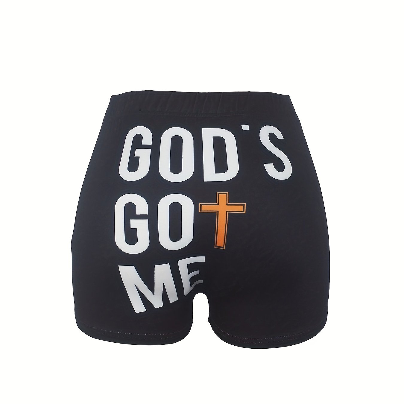 Colorblock Letter Print Skinny Shorts for Women