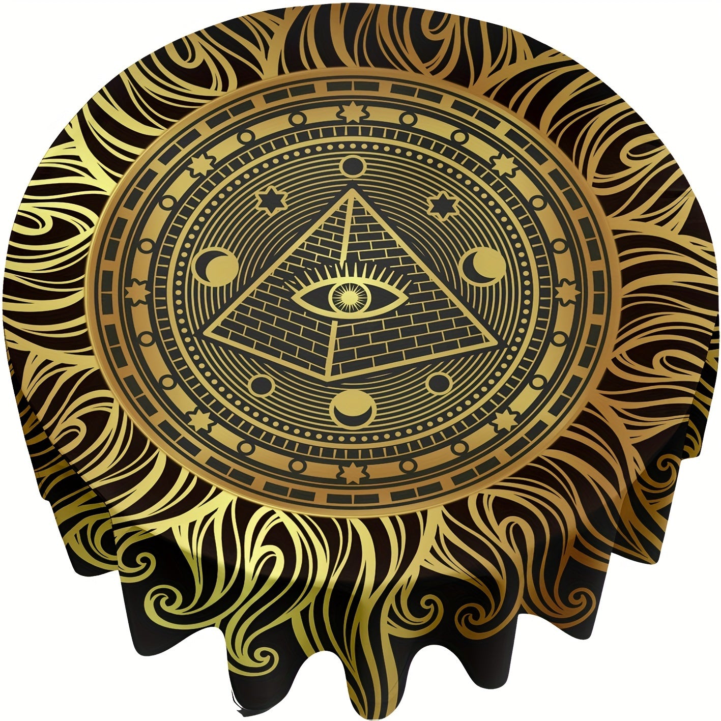 Sun God Printed Round Table Cloth Colorful Table Cover