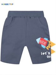Boys Space Rocket Print Elastic Waist Shorts