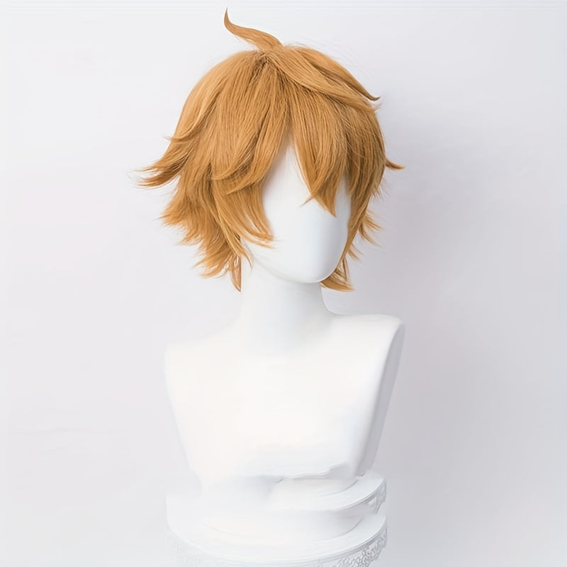 Christmas Brown Short Wig Anime Cosplay Wig Heat Resistant Synthetic Wig Cap