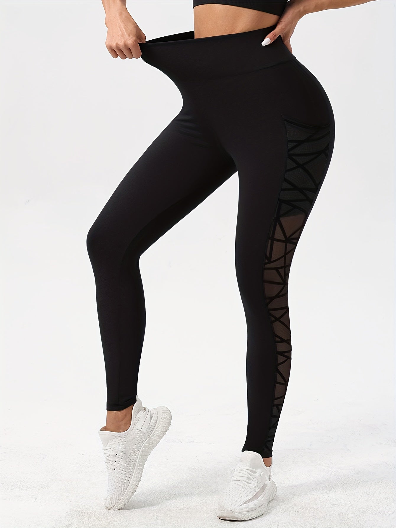 Mesh Stitching Yoga Pants High Stretch Sports Leggings