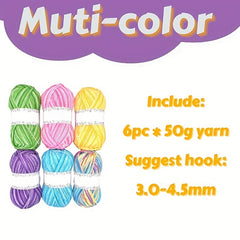 6pcs 50g Milk Cotton Warm 3ply Yarn for DIY Knitting Sweater Hat