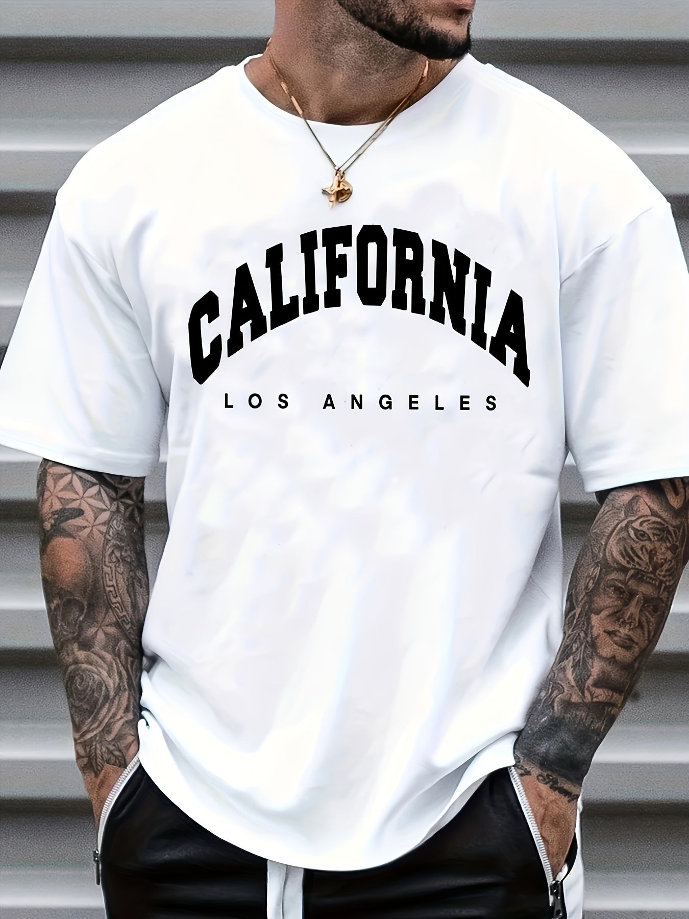 Men's California Graphic Print Crew Neck T-shirt