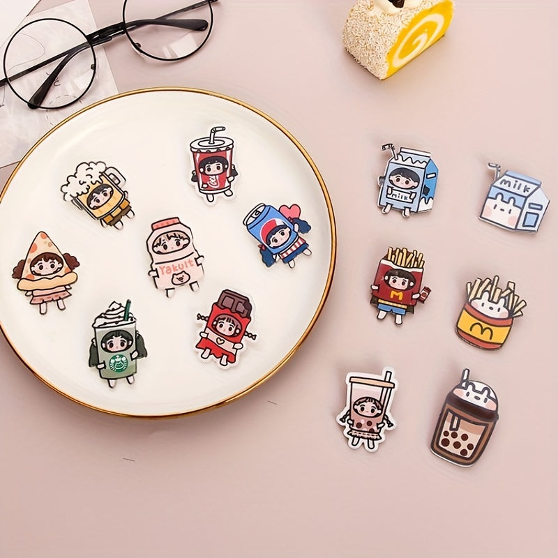 13pcs Cartoon Acrylic Pin Badges for Clothes Backpacks Hats
