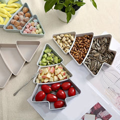 2pcs Christmas Tree Fruit Plate Divided Storage Tray