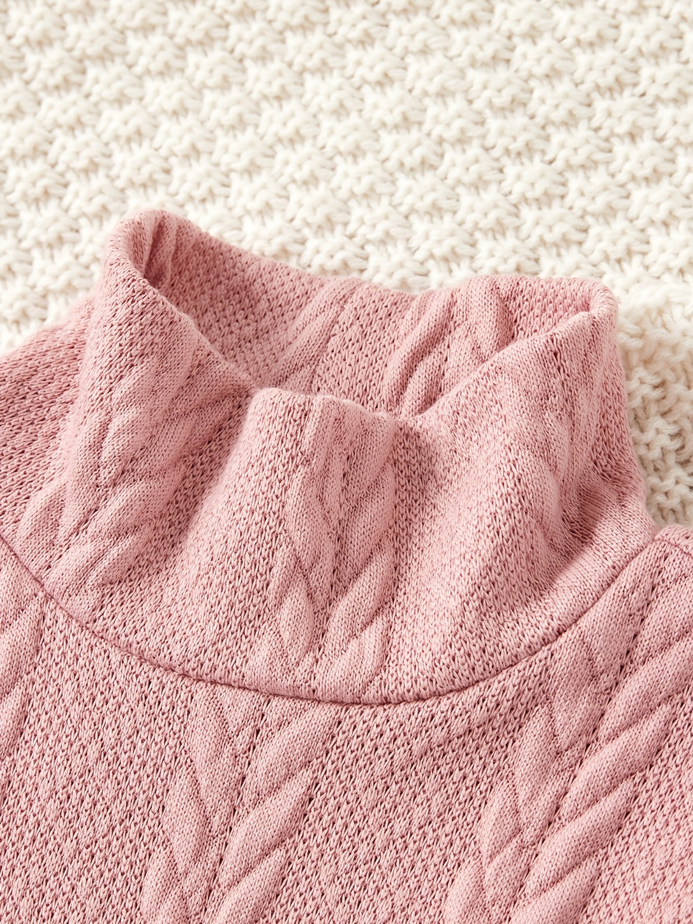 Kid Girl Solid Cable Knit Mock Neck Sweater Dress