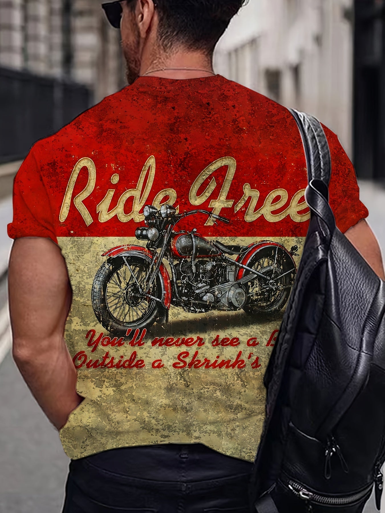 Motorcycle 3D Print Men's Retro Street Short Sleeve T Shirt