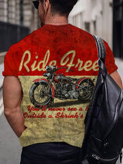 Motorcycle 3D Print Men's Retro Street Short Sleeve T Shirt