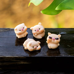 4pcs Resin Pig Ornaments DIY Tree Yard Decoration Holiday Supplies