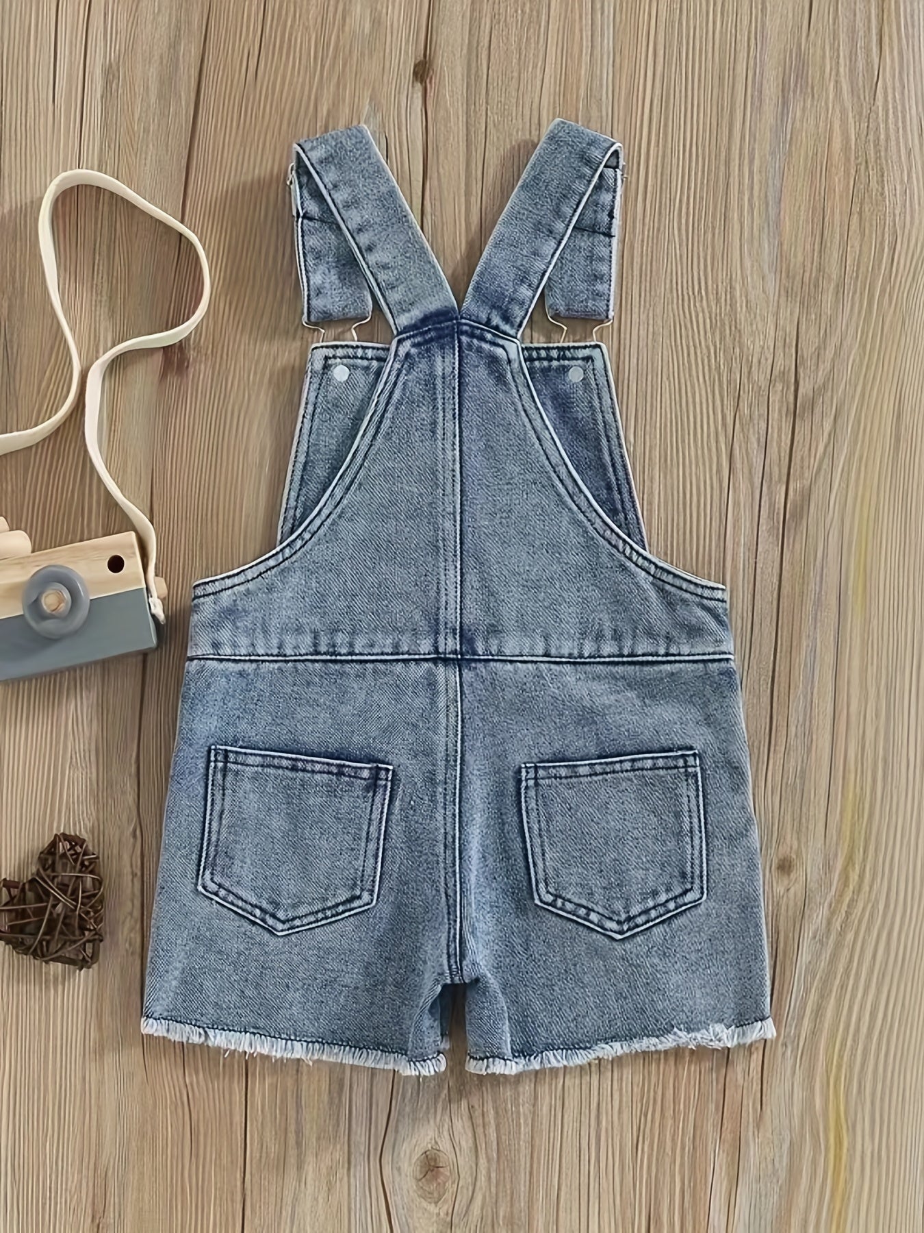 Baby Girls Ripped Denim Overalls Shorts