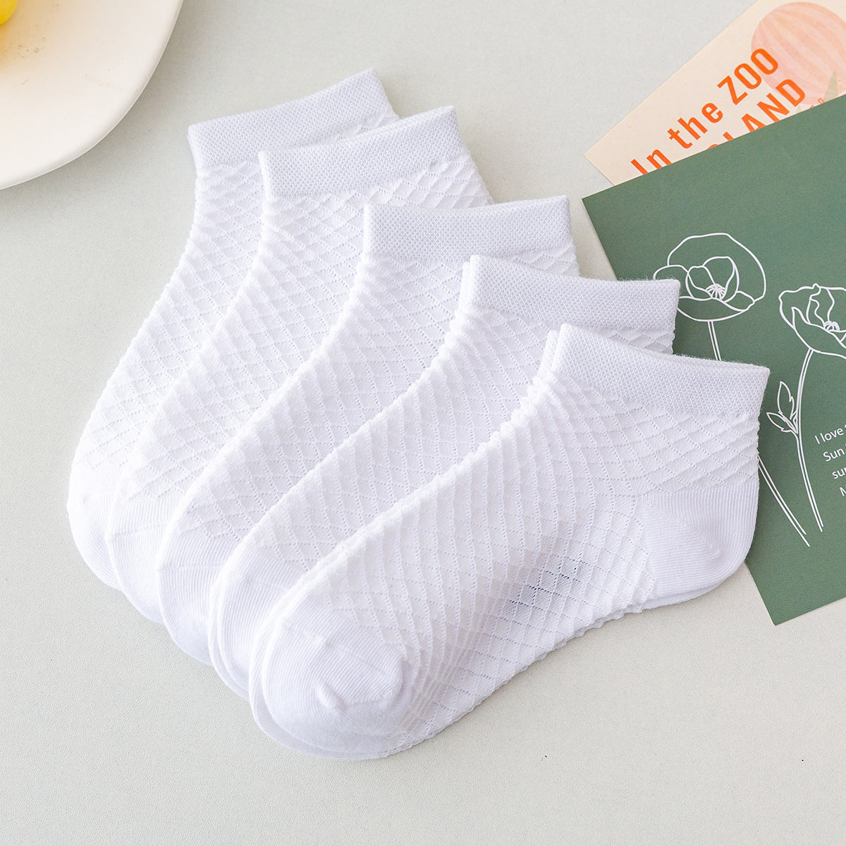 5pcs Kids Solid Socks for Boys and Girls