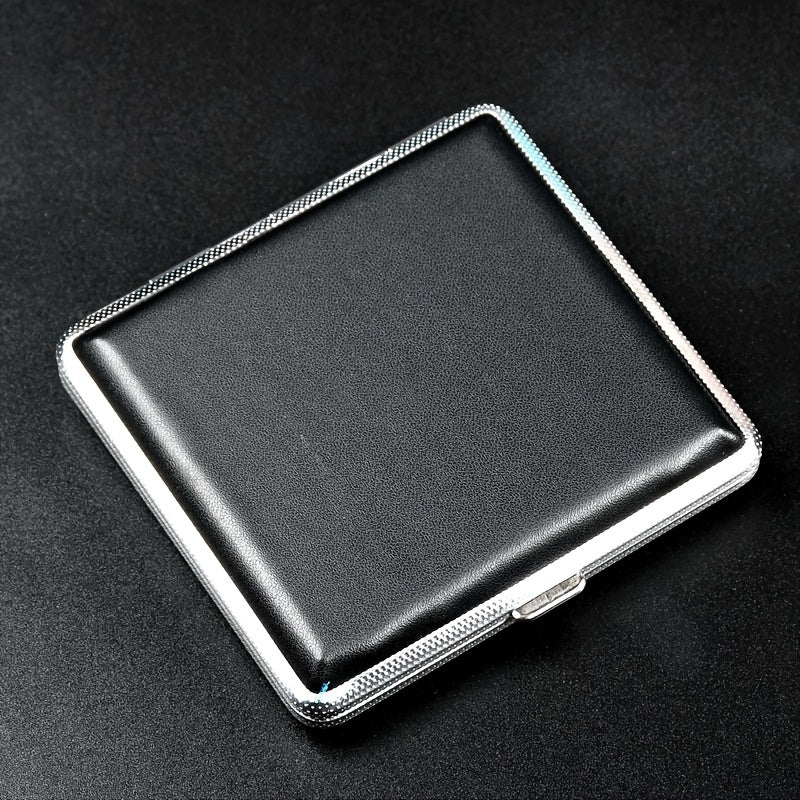 Leather Cigarette Case 20 Packs Men's Storage Box Windproof Cigarette Case