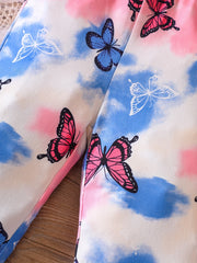 Girls' Butterfly Print Flared Pants Spring Summer Fall