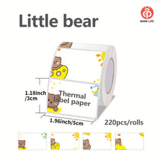 Little Bear Thermal Label Paper for P50 and D100 Label Machine - 220 Sheets