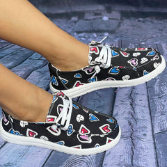 Colorful Love Heart Pattern Skateboard Shoes for Women