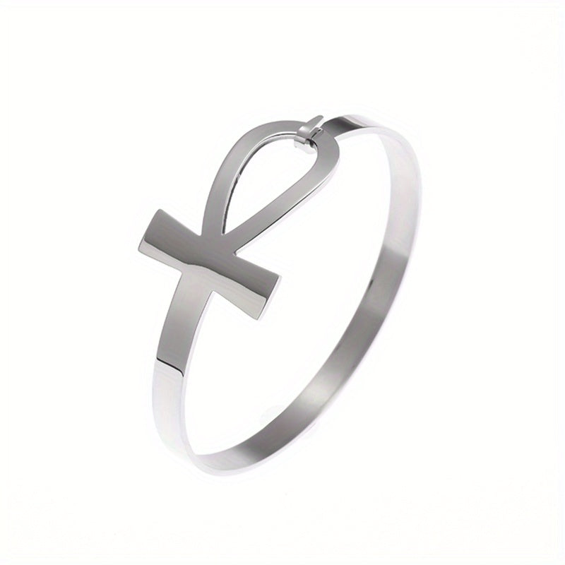 Stainless Steel Ancient Egypt Cross Bracelet Golden Silver Bangles